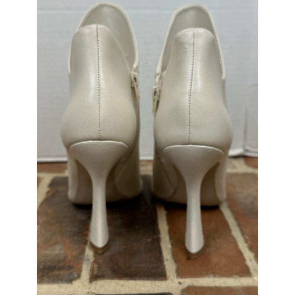 Gianni Bini Calista White Leather Ankle Bootie‎ High Kitten Heel Women's 10 - Picture 4 of 6